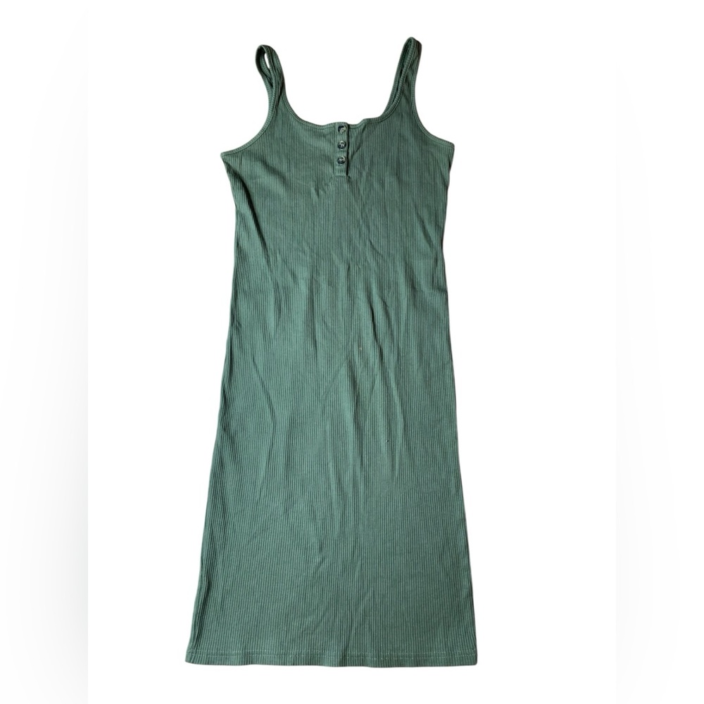 Cotton On Ribbed Henley Mini Dress - Olive Green - Size L